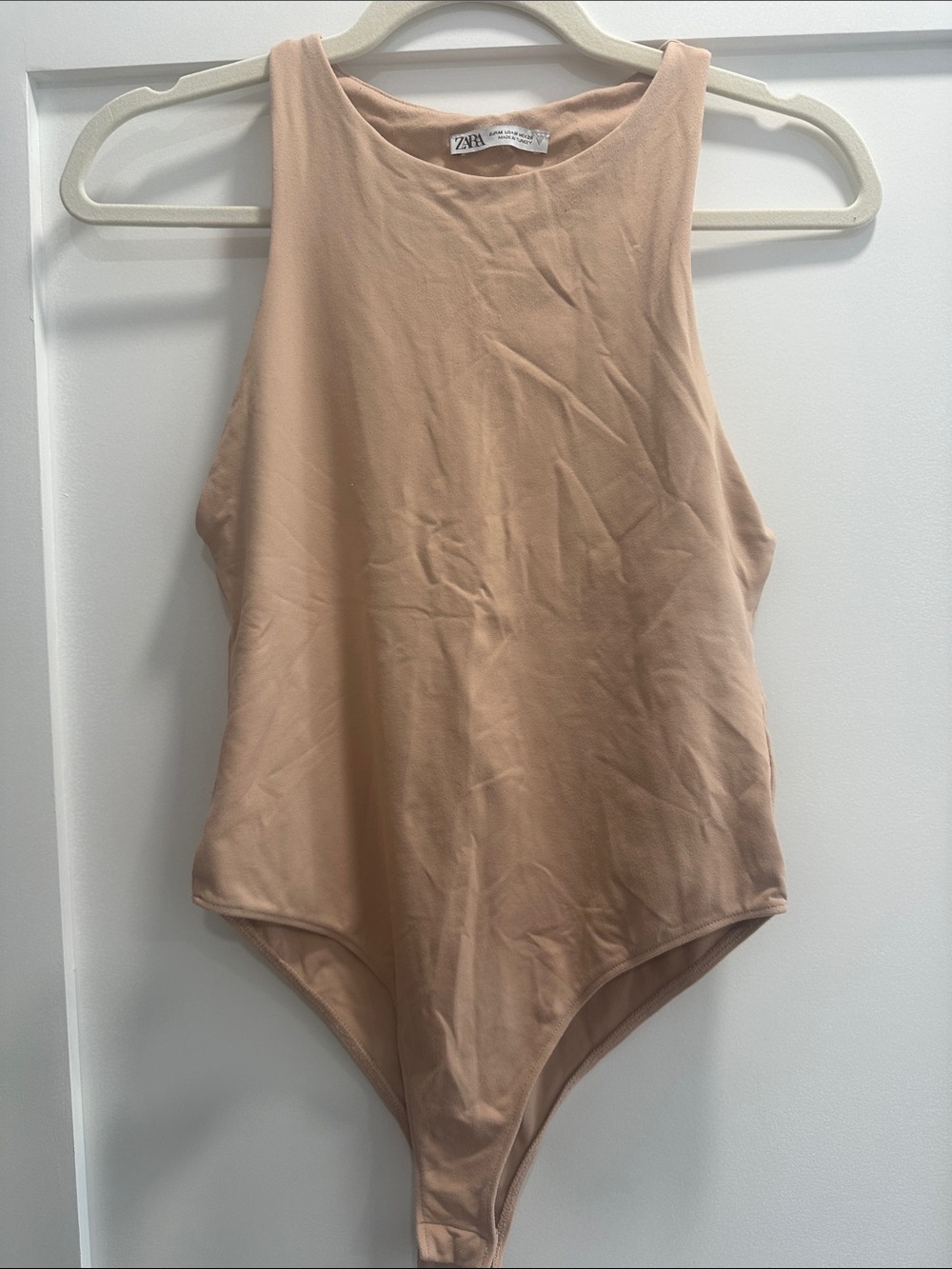ZARA Pale Nude High-Neck Sleeveless Bodysuit